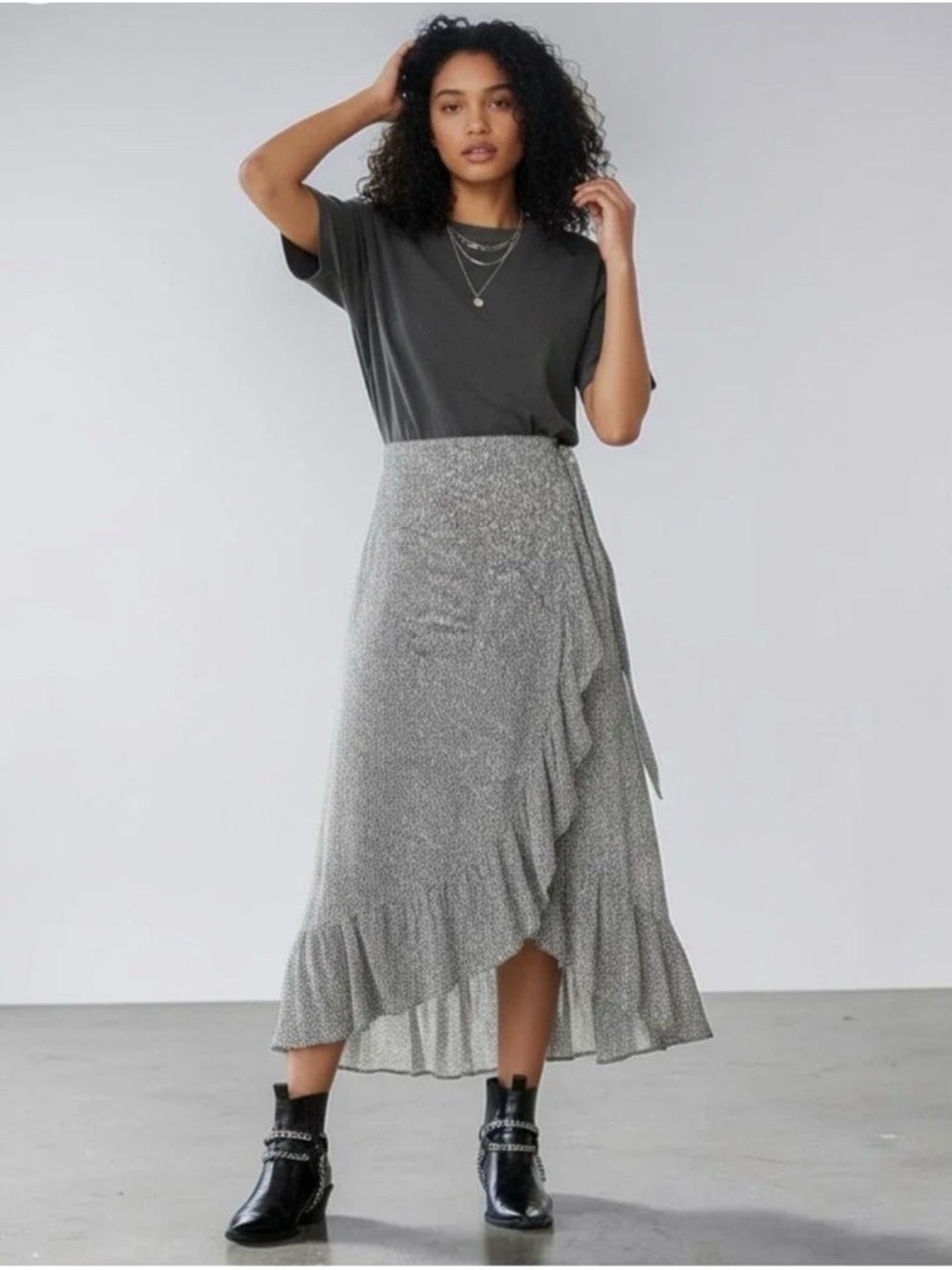 Anine Bing Black & White Pebble Print Skirt - Picture 5 of 5